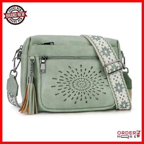 Quilted Vegan Leather Crossbody Bag with Adjustable Strap, Spacious Compartments - Picture 2 of 3